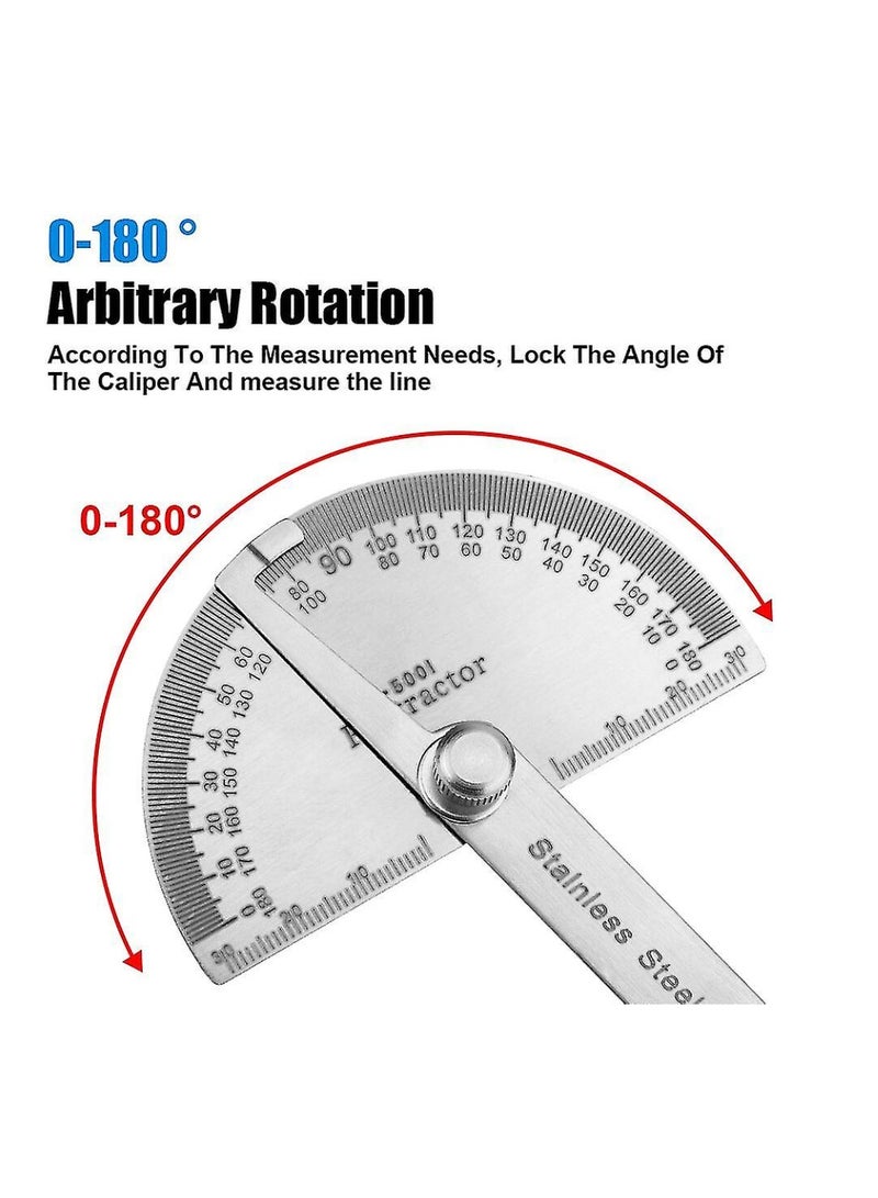 180 Degree Protractor Goniometer Angle Ruler Stainless Steel Woodworking Tools Metal Angle Finder Rotary Measuring Ruler - Image 2