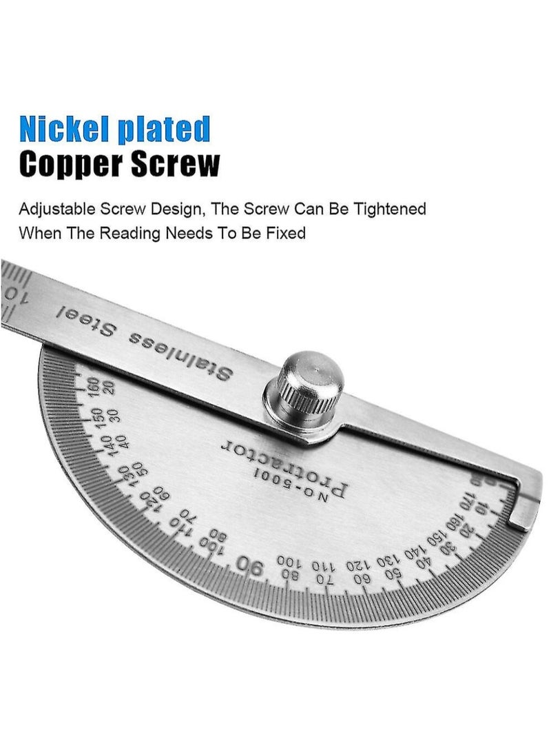 180 Degree Protractor Goniometer Angle Ruler Stainless Steel Woodworking Tools Metal Angle Finder Rotary Measuring Ruler - Image 4