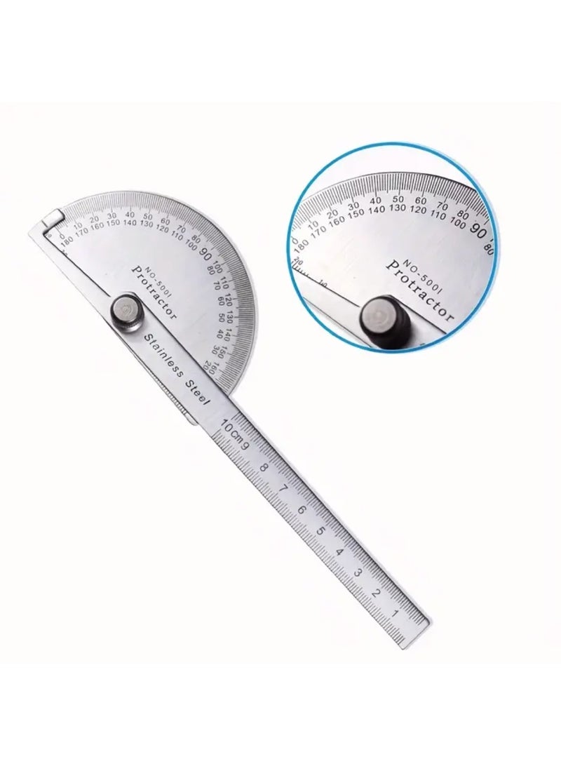 180 Degree Protractor Goniometer Angle Ruler Stainless Steel Woodworking Tools Metal Angle Finder Rotary Measuring Ruler - Image 1