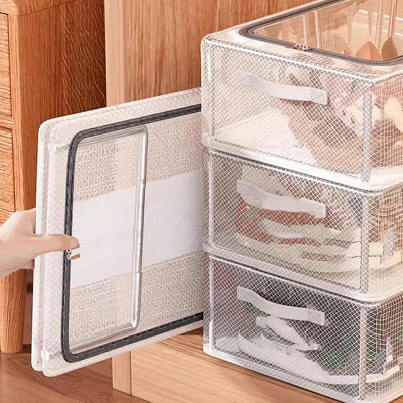 ZEXREL ZEXREL Clear Foldable Shoe Bag Shoe Box Organizer Transparent Shoe Rack Dustproof Shoe Cover SpaceSaving Sneaker Box Foldable Easy to Clean Storage Organizer 2  - Image 5