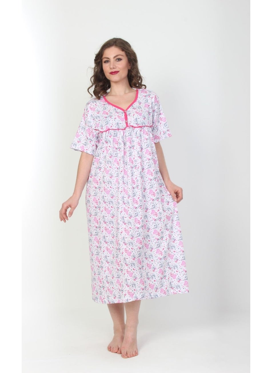 Seva Mother's Nightgown Short Sleeve Battal Comfortable Fit Nightgown  - Image 1
