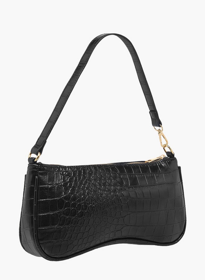 Flora Bella By Shoexpress Textured Shoulder Bag with Detachable Strap and Zip Closure  - Image 4