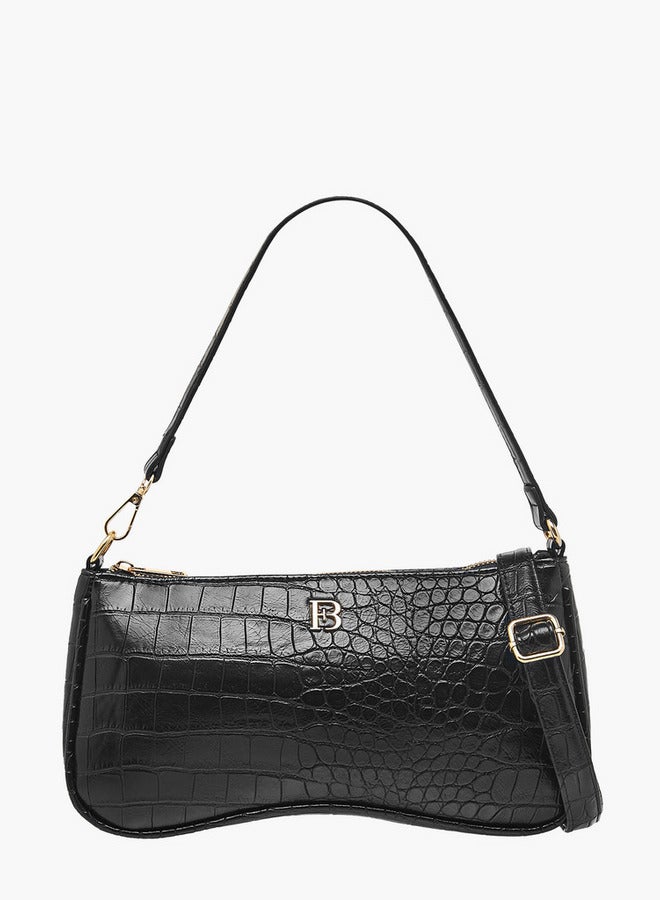 Flora Bella By Shoexpress Textured Shoulder Bag with Detachable Strap and Zip Closure  - Image 1