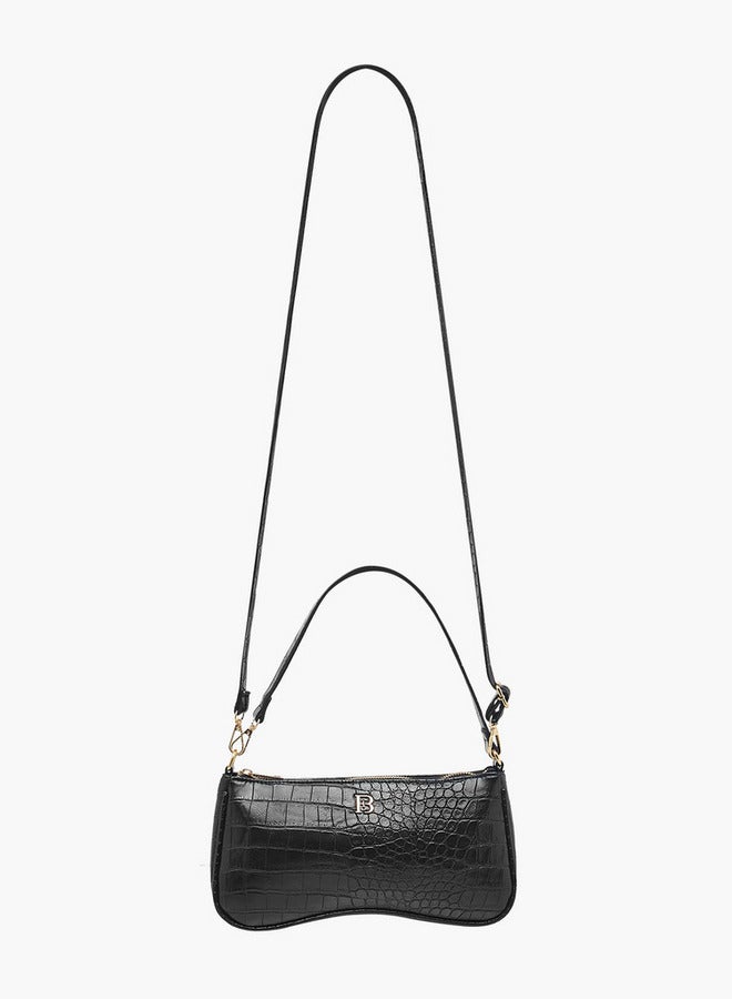 Flora Bella By Shoexpress Textured Shoulder Bag with Detachable Strap and Zip Closure  - Image 3