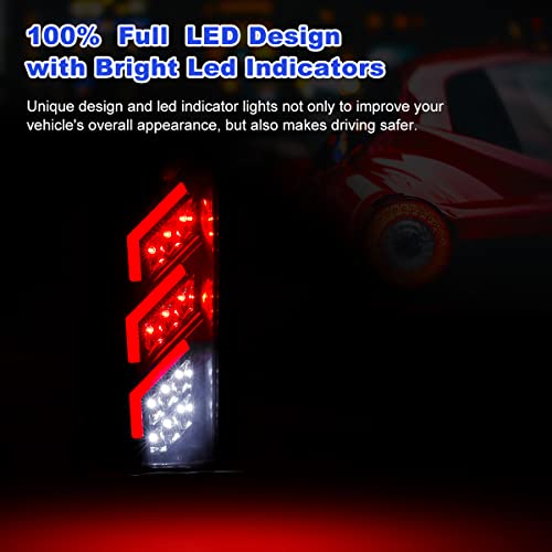 ROXX Full Led Tail Lights Assembly for 1988-1999 Chevy C/K 1500 2500 3500/ 1992-1999 Suburban/ Tahoe, GMC Yukon ( Smoke, Black Housing+ Smoke Lens, (20-0702) - Image 2