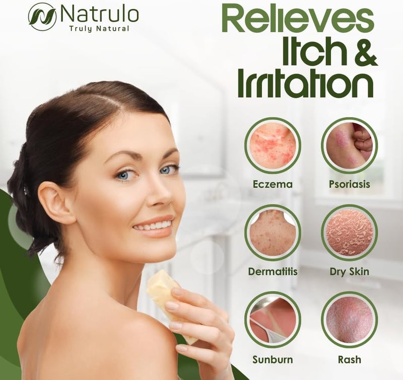 Natrulo Eczema Soap Bar for Face and Body – All Natural Dermatitis, Psoriasis Treatment for Dry Itchy Sensitive Skin Relief – Gentle Detoxifying, Healing, Anti-Itch, Oatmeal Goat Milk Wash for Kids, & Adults Gulf climate fit - Image 2