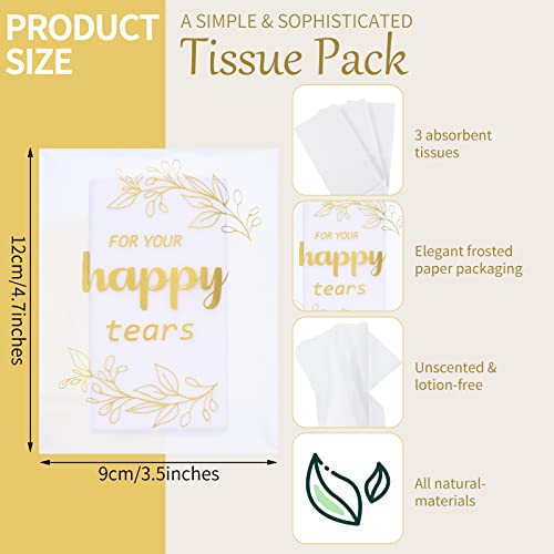 Glenmal 60 Pcs Wedding Tissues Packs for Guests Happy Tears Tissue Packs for Wedding 3 Ply Bulk Facial Pocket Travel Individual Favors for Party Guests Gifts - Image 2