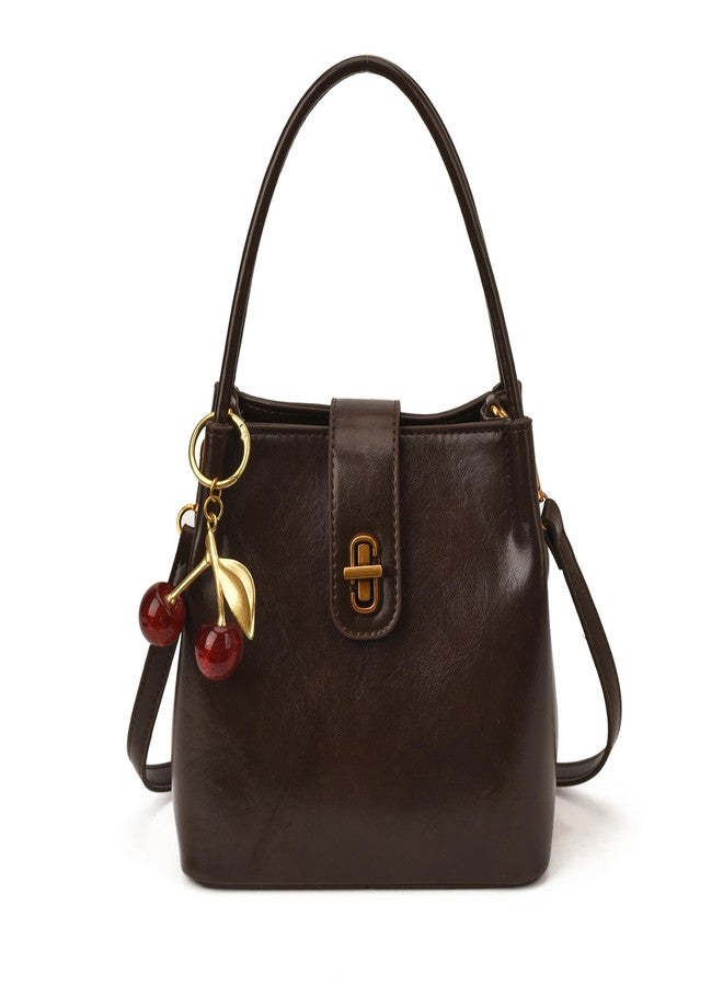 JYG Small Satchel Purses for Women Vegan Leather Tote Shoulder Bag Retro Top Handle Bucket Crossbody Bag 2026 Coffee - Image 1