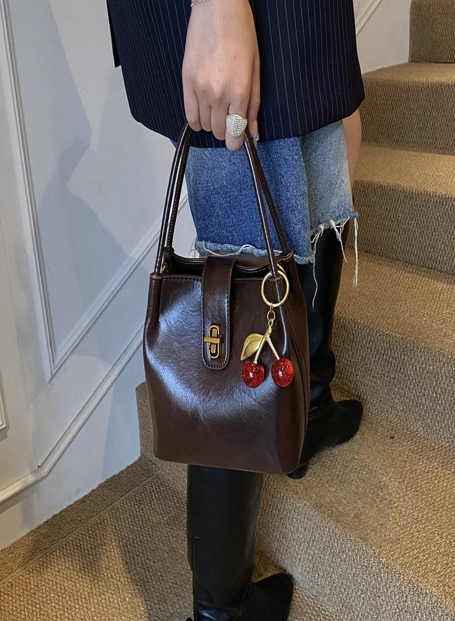 JYG Small Satchel Purses for Women Vegan Leather Tote Shoulder Bag Retro Top Handle Bucket Crossbody Bag 2026 Coffee - Image 5