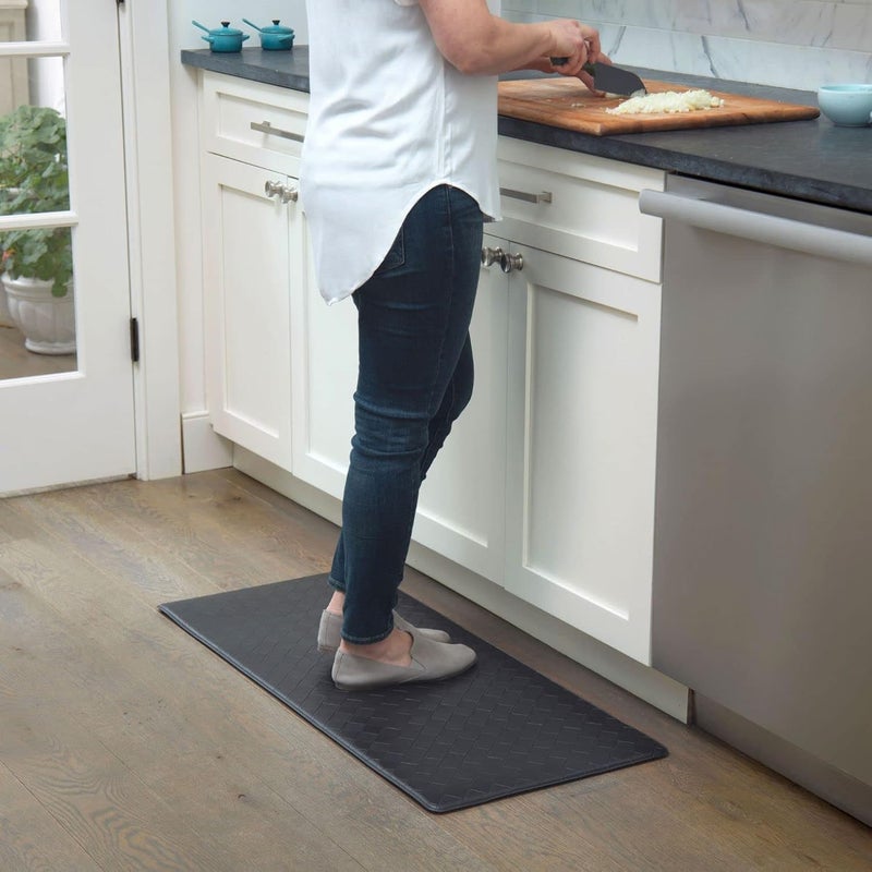 Home Dynamix Trenton Solace Traditional Diamond Textured Kitchen Mat, Black, 17"x39" - Image 2