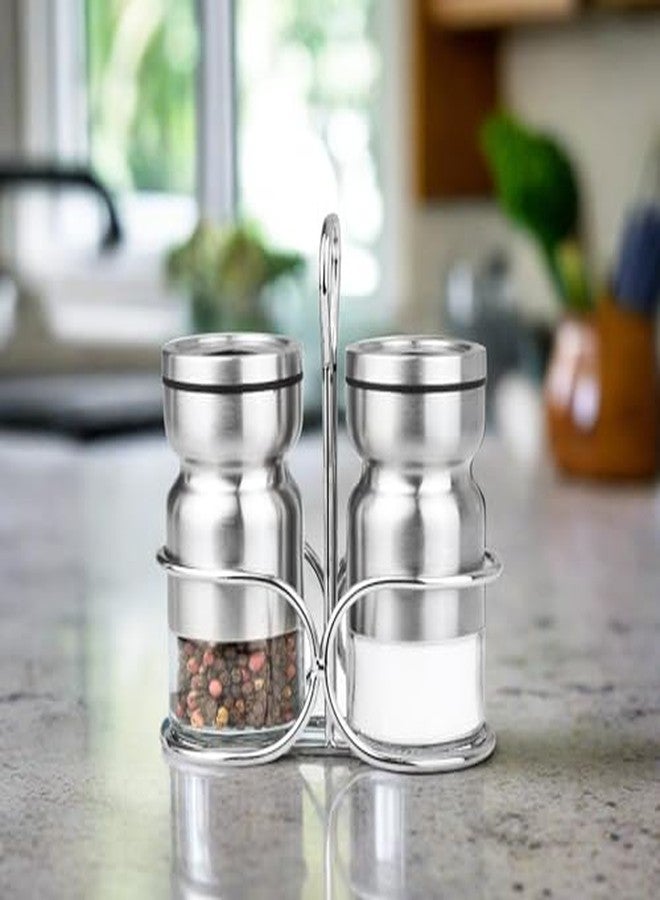 Cuisinox Stainless Steel Salt & Pepper Shakers Set, with Caddy, 4" each - Image 3