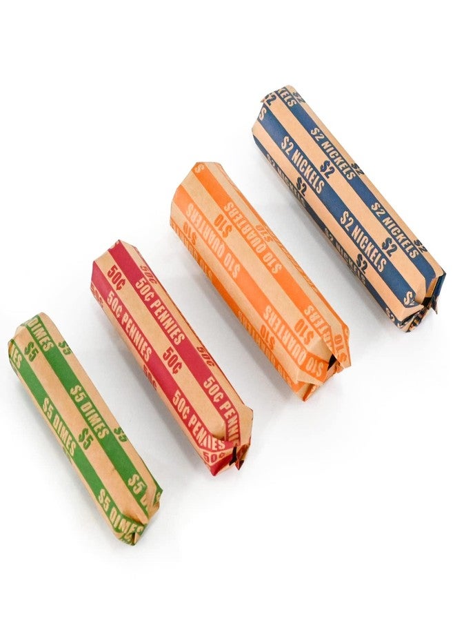 L LIKED 150 Assorted Flat Coin Wrappers, 50 Pennies, 50 Quarters, 25 Nickels & 25 Dimes, Heavy Duty Kraft Coin Roll Wrappers - Image 2