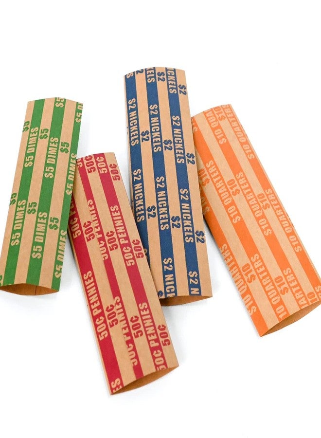 L LIKED 150 Assorted Flat Coin Wrappers, 50 Pennies, 50 Quarters, 25 Nickels & 25 Dimes, Heavy Duty Kraft Coin Roll Wrappers - Image 5