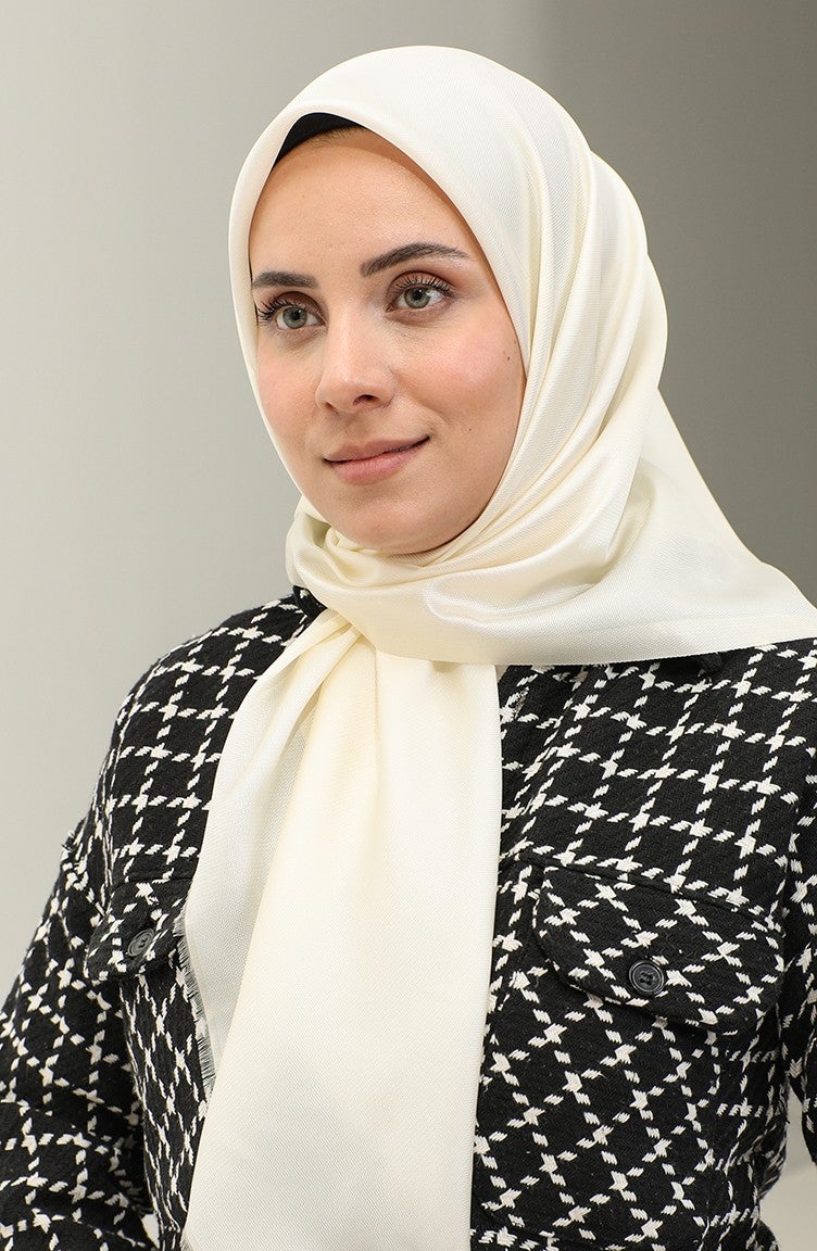 Sefa Merve Plain Scarf 1266-42 Cream  - Image 1