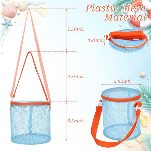 Sunnymove 6 Pcs Sea Shell Bags for Beach Mesh Seashell Holder Shelling Foldable Toy Storage Bag Collecting Bucket Bulk for Sandbox Beach Vacation Essentials Kids Sand Toy Box - Image 5
