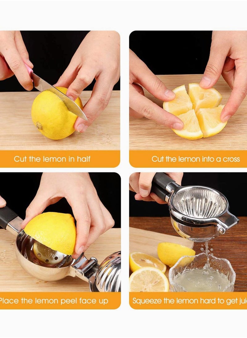 Generic - Lemon Squeezer, Lemon Lime Squeezer with Large Bowl and Silicone Handles, Premium Metal Lime Squeezer, 304 Stainless Steel Manual Juicer for Juicing Oranges, Big Lemons & Limes, Black - Image 1