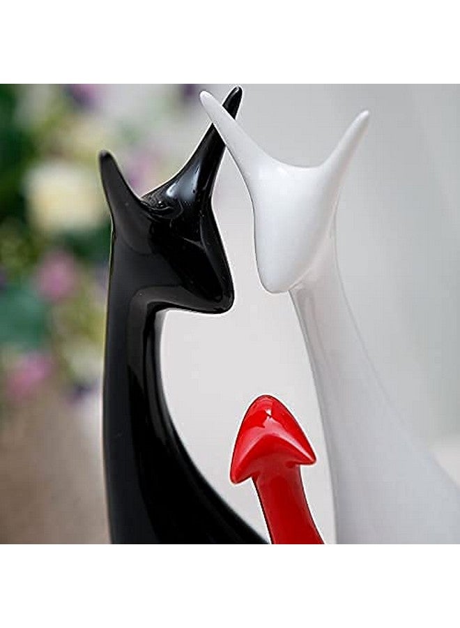 Xtore® Home Decor Lucky Deer Statue Family Piano Finish Ceramic Figures - (Set of 3, Red Black, White) - Image 3