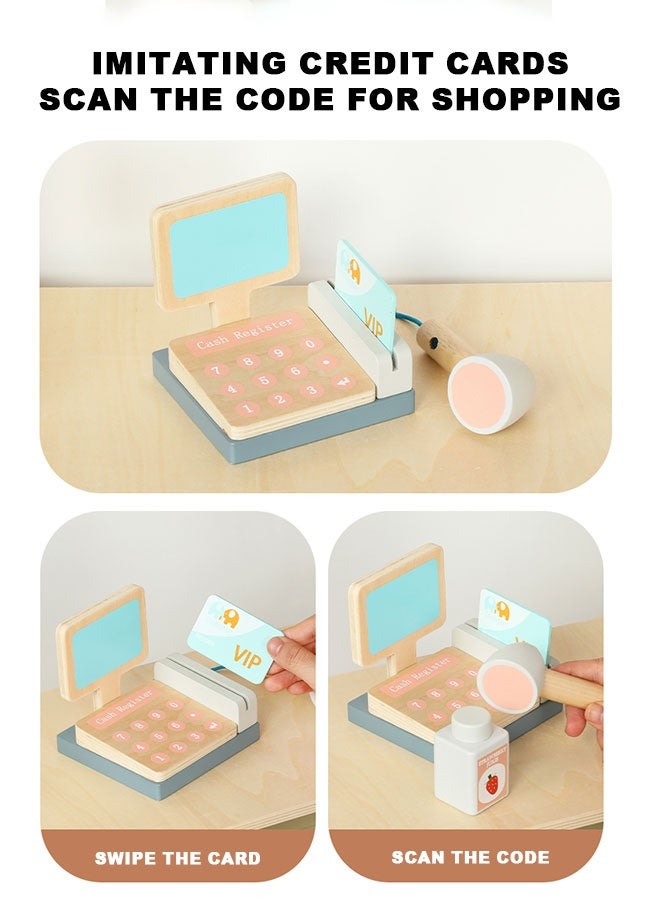 جساي تويز مجموعة لعبة السوبر ماركت الخشبية للأطفال (كازير + نماذج الأغذية + مشهد التسوق) - لعب دور تظاهر لعب لعبة-WTY14403 - Image 5