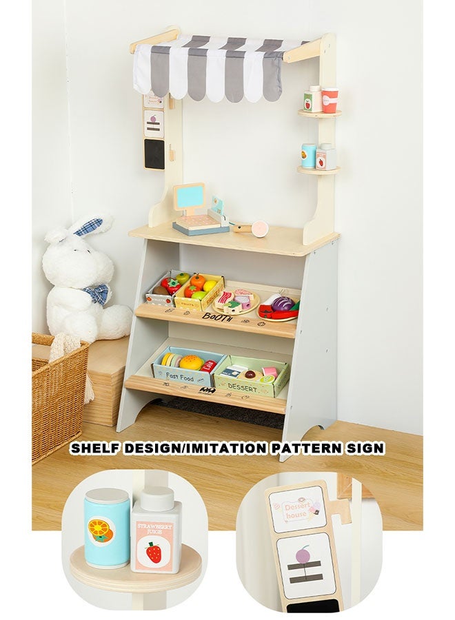 جساي تويز مجموعة لعبة السوبر ماركت الخشبية للأطفال (كازير + نماذج الأغذية + مشهد التسوق) - لعب دور تظاهر لعب لعبة-WTY14403 - Image 3