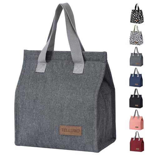 TELLUMO Lunch bag, Insulated Lunch Bag for Women Men Large Lunch Box Container Reusable Leakproof Tote for Office, Work, School, Beach or Travel (Grey) - Image 1