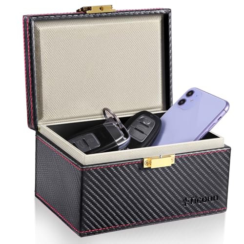 TICONN Faraday Box, Car Key Fob Protector, Carbon Fiber Signal Blocker for Keyless Fob, RFID Signal Blocking Pouch Cage - Image 1