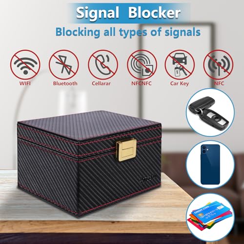 TICONN Faraday Box, Car Key Fob Protector, Carbon Fiber Signal Blocker for Keyless Fob, RFID Signal Blocking Pouch Cage - Image 4
