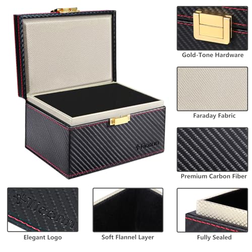 TICONN Faraday Box, Car Key Fob Protector, Carbon Fiber Signal Blocker for Keyless Fob, RFID Signal Blocking Pouch Cage - Image 3