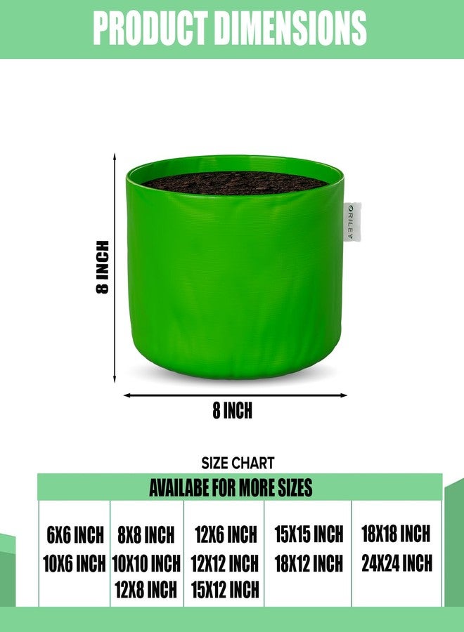 Oriley Grow Bag Heavy Duty HDPE Plants Flower Growing Bags Floor Standing Mount Type for Home Garden Balcony Terrace Kitchen Nursery (Green, Round Without Handle, 250 GSM 8 x 8 inch Pack of 5) - Image 2