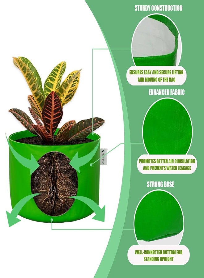 Oriley Grow Bag Heavy Duty HDPE Plants Flower Growing Bags Floor Standing Mount Type for Home Garden Balcony Terrace Kitchen Nursery (Green, Round Without Handle, 250 GSM 8 x 8 inch Pack of 5) - Image 3