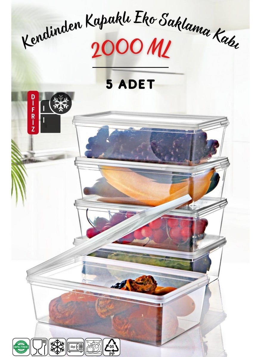Nandy Home 5 Self-Lidded Storage Containers Suitable for Deep Freezer 2 Lt  - Image 1