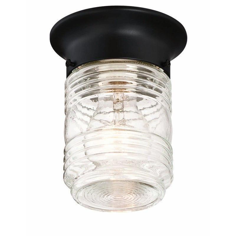 Design House 587220 Jelly Jar 1Light IndoorOutdoor Flush Mount Ceiling Light Black