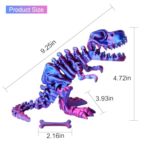 FunisFun 3D Printed Dragon with Articulated Bones for Adult 3D Printed Dinosaur Fidget Toys Decor for Stress Relief BluePurple 1P - Image 5