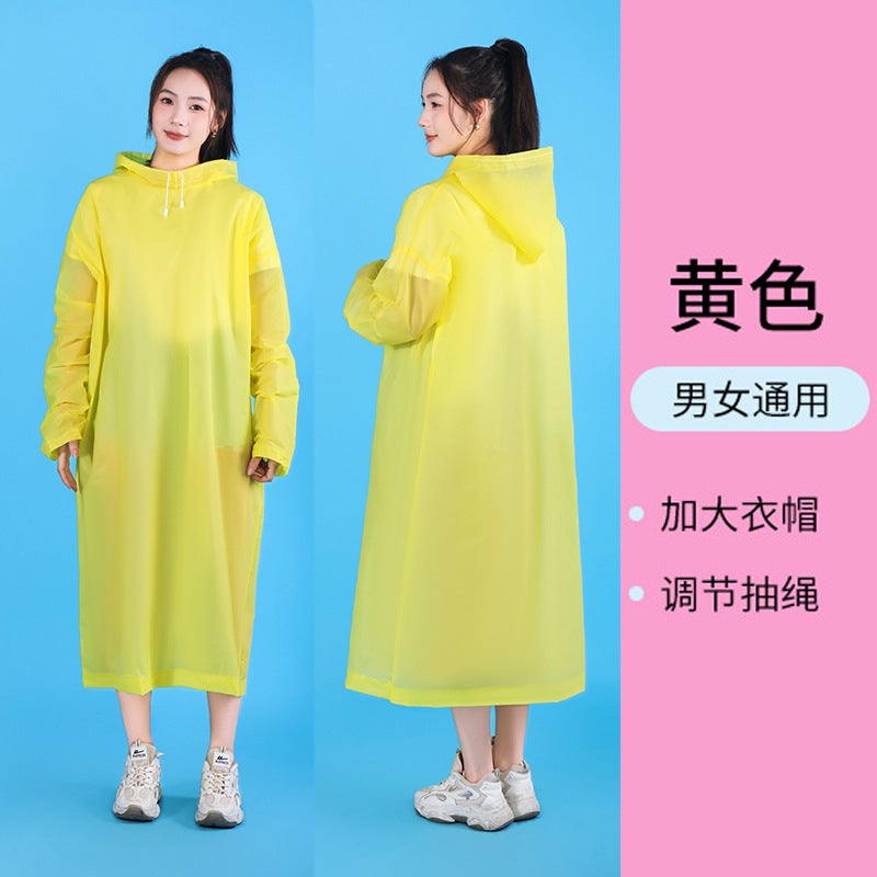 Generic Unisex EVA Long Raincoat Thick Adult Children Pullover Yellow 
