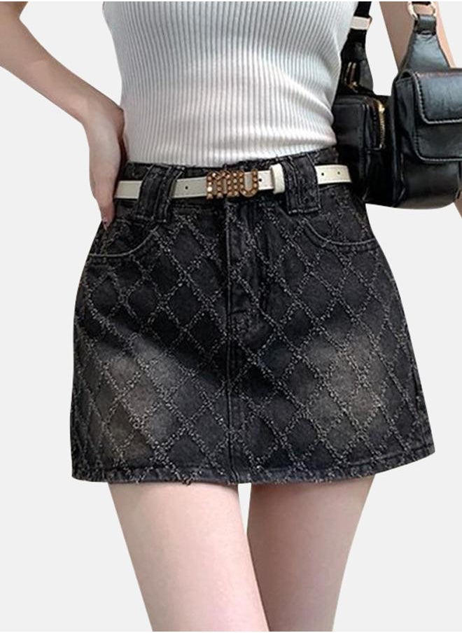 Black Printed A-Line Mini Denim Skirts - pzsku/Z9EEA793512DE43EF0616Z/45/_/1730802232/46855401-7b71-4ca4-a040-d9ea1ed522ec