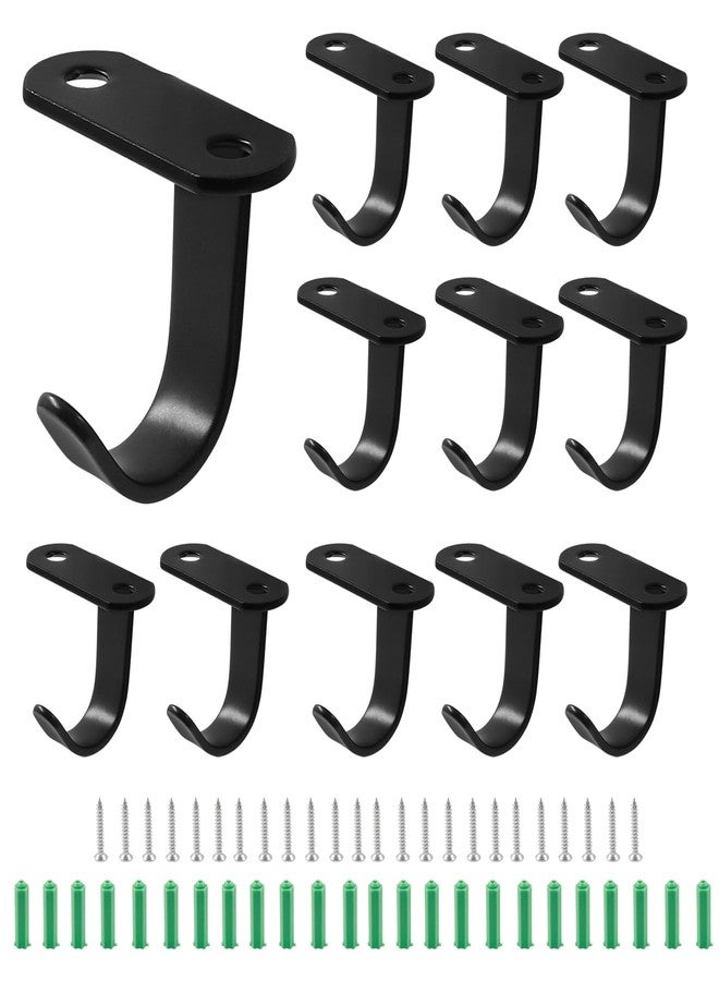 Murtenze 12PC Stainless Steel Ceiling Hooks - Heavy Duty Under-Shelf Towel Hook for Bathroom Kitchen Cabinet - Matte Black - Image 1