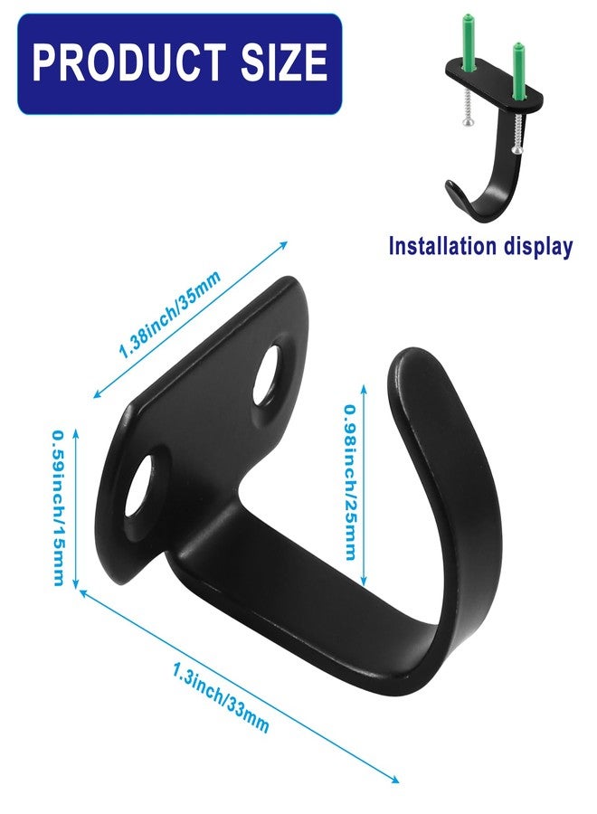 Murtenze 12PC Stainless Steel Ceiling Hooks - Heavy Duty Under-Shelf Towel Hook for Bathroom Kitchen Cabinet - Matte Black - Image 2