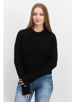 Women Round Neck Knitted Sweater, Black - pzsku/Z9EEA875408363344C3B4Z/45/_/1726109105/0e17a410-9aae-458b-8598-8cc073fedbcf