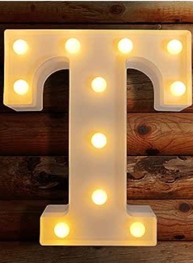 Vitacelli Alphabet LED Letter Lights Light Up Plastic Letters Standing Hanging T 8.86in x 6.69in x 1.77in - Image 1