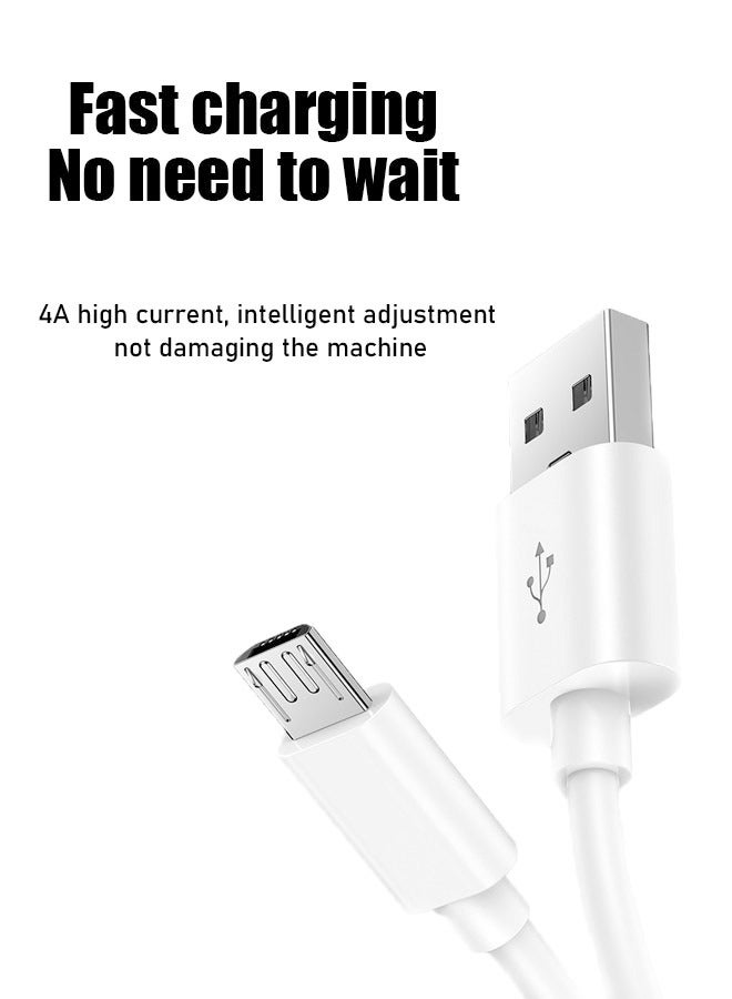 كابل شحن ميكرو سريع 1م، كابل USB إلى ميكرو USB لجهاز PS4/ XBOX، هواوي P سمارت P8/ Y9/ Y7/ Y6، هونر 8X، موتو G5/ E5/ E4، شياومي A2 لايت، سامسونج جالاكسي A10/ S7/ S6/ S5/ نوت 5 وغيرها أبيض - Image 2