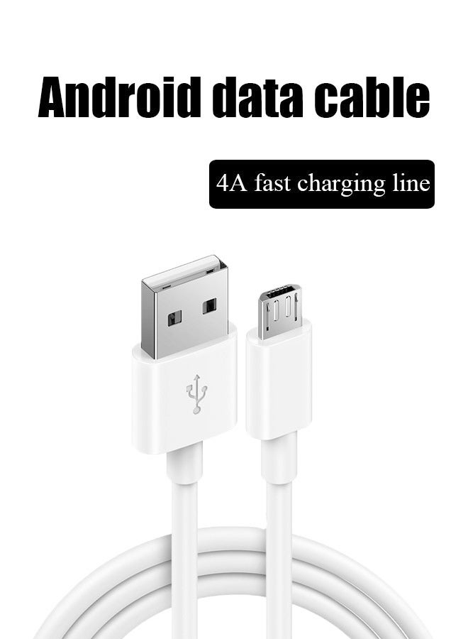 كابل شحن ميكرو سريع 1م، كابل USB إلى ميكرو USB لجهاز PS4/ XBOX، هواوي P سمارت P8/ Y9/ Y7/ Y6، هونر 8X، موتو G5/ E5/ E4، شياومي A2 لايت، سامسونج جالاكسي A10/ S7/ S6/ S5/ نوت 5 وغيرها أبيض - Image 1