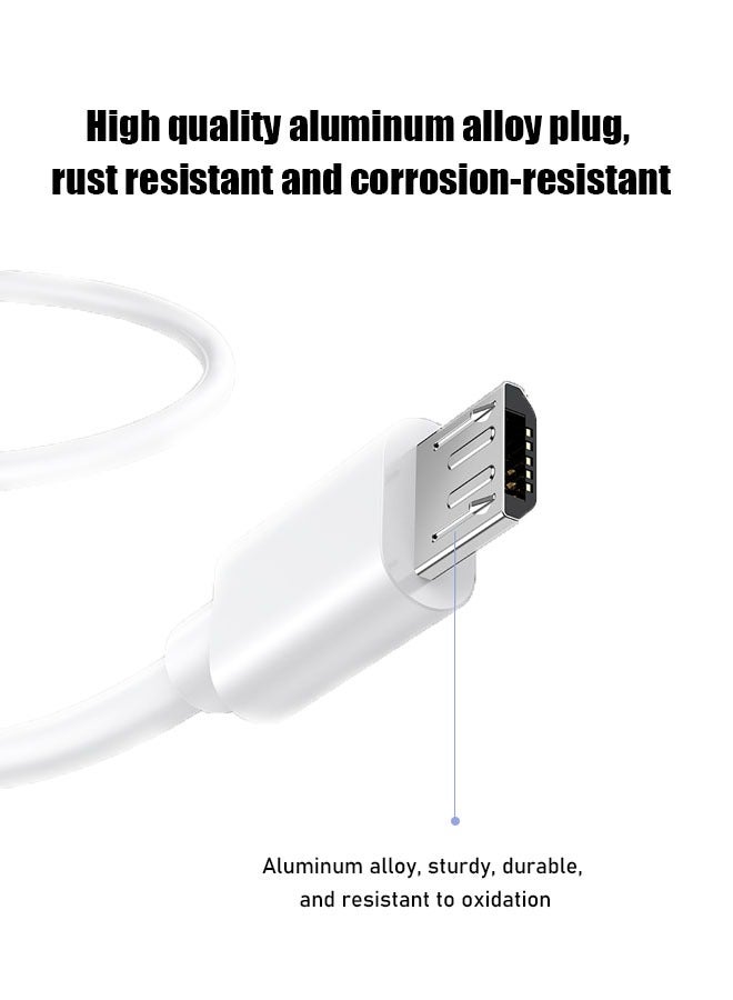 كابل شحن ميكرو سريع 1م، كابل USB إلى ميكرو USB لجهاز PS4/ XBOX، هواوي P سمارت P8/ Y9/ Y7/ Y6، هونر 8X، موتو G5/ E5/ E4، شياومي A2 لايت، سامسونج جالاكسي A10/ S7/ S6/ S5/ نوت 5 وغيرها أبيض - Image 4