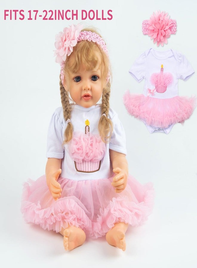 PEDOLLTREE Reborn Baby Dolls Clothes Girl Outfit Accessories Pink Tutu 7 Pcs Set for 17-22 Inch Reborn Doll Newborn Girl with Pink Dot Bassinet - Image 3