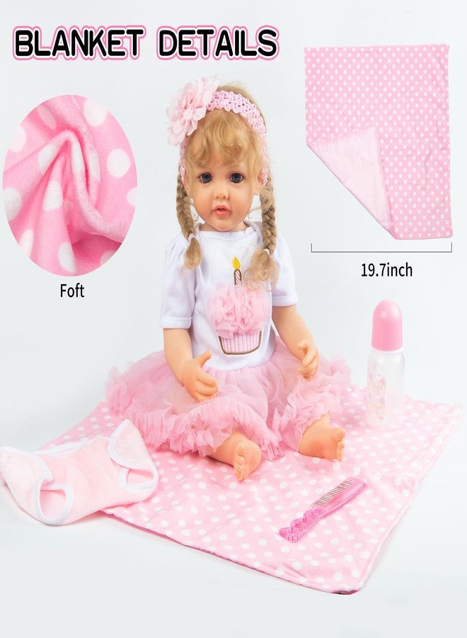 PEDOLLTREE Reborn Baby Dolls Clothes Girl Outfit Accessories Pink Tutu 7 Pcs Set for 17-22 Inch Reborn Doll Newborn Girl with Pink Dot Bassinet - Image 5