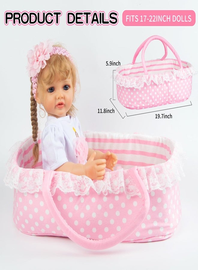 PEDOLLTREE Reborn Baby Dolls Clothes Girl Outfit Accessories Pink Tutu 7 Pcs Set for 17-22 Inch Reborn Doll Newborn Girl with Pink Dot Bassinet - Image 4