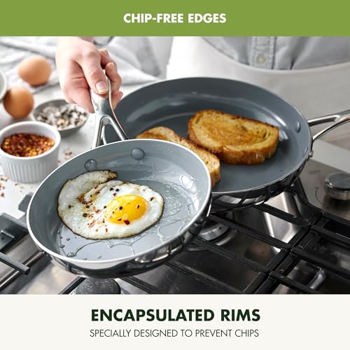 GreenPan Valencia Pro Tri-Ply Stainless Steel 8” and 10” Frying Pan Skillet Set, Ceramic Nonstick PFAS-Free Coating, Multi Clad Cookware, Induction, Dishwasher Oven and Broiler Safe - Image 5