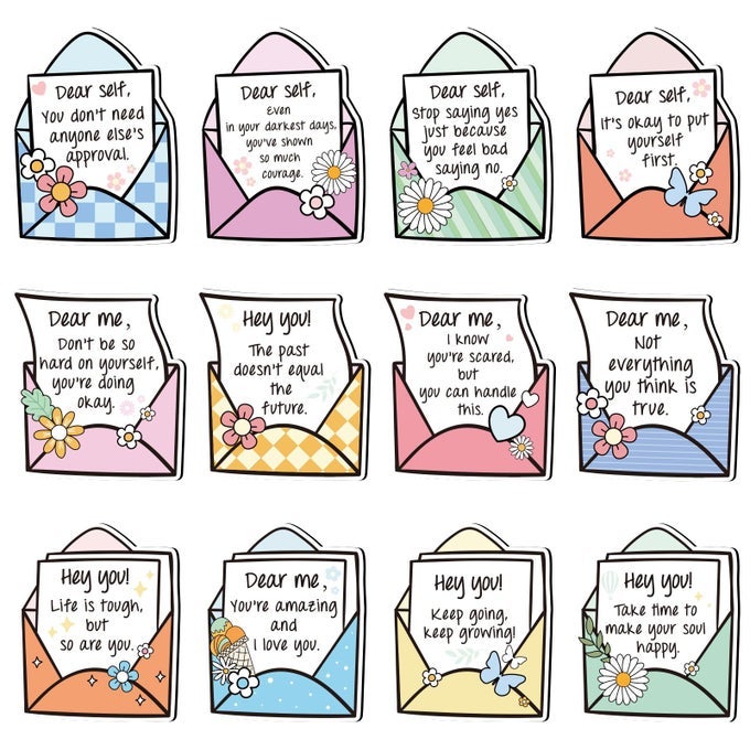 12Pcs Mental Health Fridge Magnets Boho Daily Reminder Refrigerator Magnets Decal Waterproof Positive Psychology Affirmations Encouragement Gift for Home Kitchen Therapy Office Decor