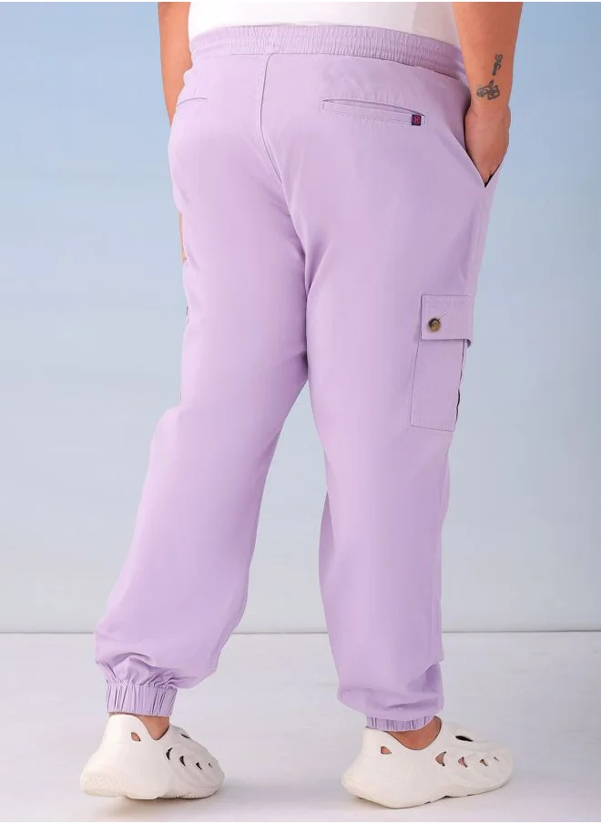 HARDSODA Men Plus Size Regular Fit Solid Mid-Rise Stretchable Cargo Joggers