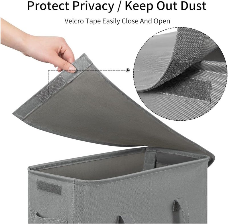 HOUSLET 45L Slim Laundry Hamper with Lid Narrow Laundry Basket with Handle Upgrade Foldable Dirty Clothes Hamper Portable Skinny Hamper Organizer Storage Bins (Grey) - Image 3