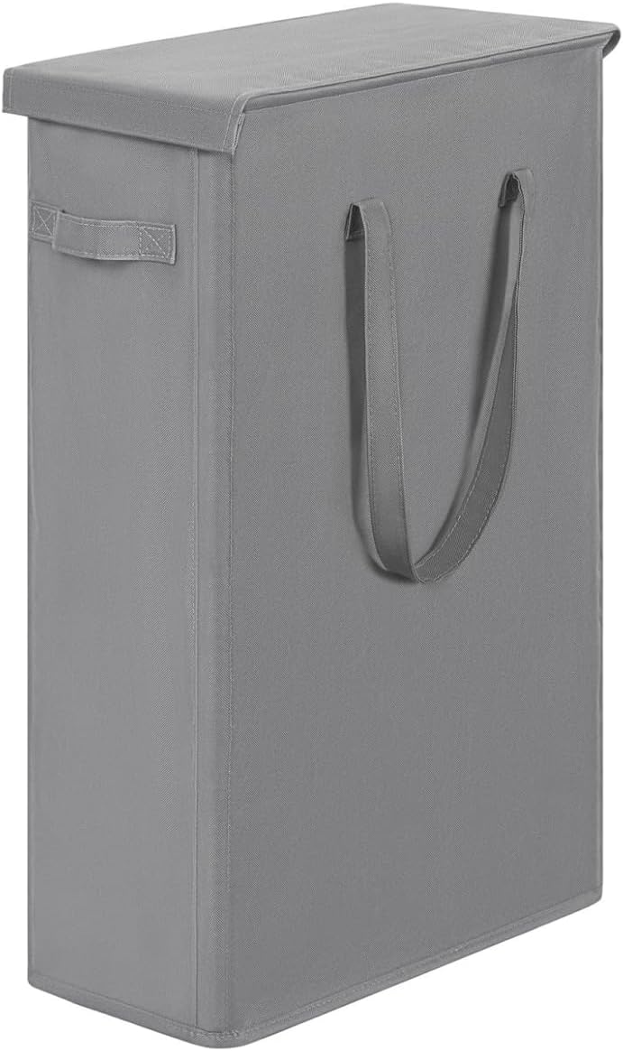 HOUSLET 45L Slim Laundry Hamper with Lid Narrow Laundry Basket with Handle Upgrade Foldable Dirty Clothes Hamper Portable Skinny Hamper Organizer Storage Bins (Grey) - Image 1