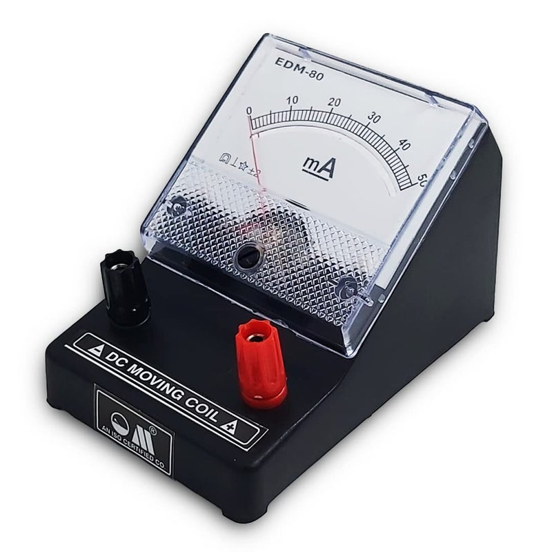 OM عداد ميلي أمبير ® Meters EDM-80 للمنضدة تناظري 0-50mA DC | مقياس أمبير | مقياس للأغراض التعليمية | أسود - Image 3